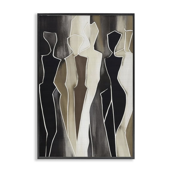 Stupell Industries Earthy People Silhouettes Abstract Painting Black Framed Art Print Wall Art, 12 x 18