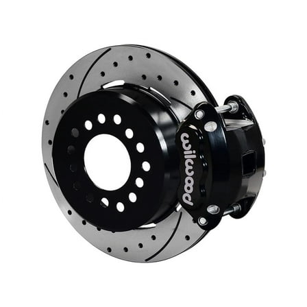 Wilwood 140-12570-D D154 Pro Series Rear 12.19" Big Brake Kit With Black Calipers and Drilled Rotors, Compatible with GM 10 & 12 Bolt Staggered-Mount Rear Axle With OE C-Clip and 2.75-2.81 Offset
