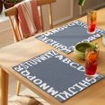 thumbnail image 4 of White Letters Placemats Set of 8 Modern Minimalist Style Sky Grey Place Mats Indoor Wipeable Table Mats Washable Cloth Dining Table Placemats for Kitchen Holiday Party Home Decor 13x19 Inch, 4 of 9