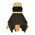 thumbnail image 4 of YONGHS Kids Girls Liturgical Praise Dance Dress Metallic Color Block Worship Robe Lyrical Dancewear Black 14, 4 of 5