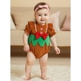 thumbnail image 3 of BemeyourBBs Newborn Baby Girls Christmas Outfit Gingerbread Romper Short Sleeves Round Neck Ruffled Jumpsuits Infant Xmas Warm Clothes, 3 of 8