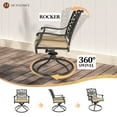 thumbnail image 6 of Mondawe Patio Dining Chair Bronze Aluminum Frame Swivel Dining Chair with Brown Cushioned Seat (Set of 2), 6 of 7