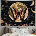 thumbnail image 2 of Orange Butterfly Flower Tapestry Vintage Boho Yellow Floral Plant Tapestries for Bedroom Aesthetic Moon Phase Nature Mandala Botanical Tapestry Wall Hanging for Living Room Dorm, 2 of 6
