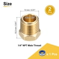 thumbnail image 2 of 2Pcs Brass Hex Head Plug Compression Cap Fitting Stop Valve Cap, 1/4" NPT Hex Thread Pipe Fitting Flare Cap Tubing Ends Sealing Cap with PTFE Tape for Air Conditioner, Water, Gold, 2 of 7