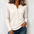 thumbnail image 2 of Women's Long Sleeve Waffle Knit Tops 2026 Fall Henley V Neck Shirts, S, 2 of 8