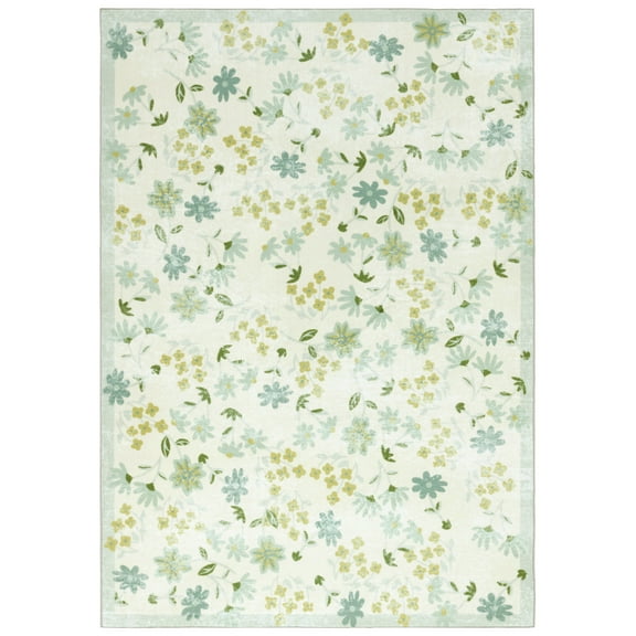 SAFAVIEH Martha Stewart Igor Floral Machine Washable Area Rug, Beige/Light Green, 8' x 10'
