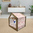 thumbnail image 3 of Spring Pet House, Watercolor Cottage Flowers on Polka Dotted Pale Colored Background Nature, Outdoor & Indoor Portable Dog Kennel with Pillow and Cover, 5 Sizes, Pink Peach and Cream, by Ambesonne, 3 of 5