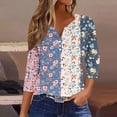 thumbnail image 3 of Womens Blouses Long Sleeve Women's Fashion Casual Printing T-Shirt 3/4 Sleeves Buttons Blouse V-Neck Casual Tops, 3 of 5