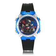 SEGA Sonic the Hedgehog Featuring Sonic and Knuckles Unisex Child Black and Blue LCD Watch, SNC4445MWM
