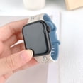 thumbnail image 2 of Silicone Band for Apple Watch 38mm 40mm 41mm 42mm (S10), Cute Butterflies Floral Engraved Soft Sport Band Adjustable For Apple Watch Series 10 9 8 7 6 5 4 3 2 1 SE, Blue, 2 of 6