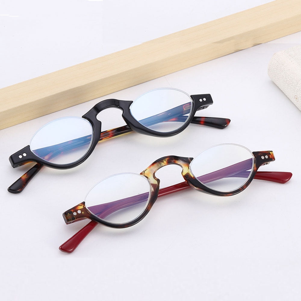 4 Pairs of Blue Light Blocking Half Rimless Tortoise Reading Glasses for Women Men Half Moon Fashion Spring Hinge plastic Readers +2.50