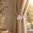 thumbnail image 3 of Magnetic Water Lily Curtain Tieback – Resin Floral Design, Strong Magnetic Closure, No Installation Required – White/Gold, 3 of 7