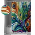 thumbnail image 4 of Abstract Peacock Feathers Shower Curtain, 48" x 72", Colorful Oil Painting Art Waterproof Bathroom Curtain Washable Shower Curtain Set with 12 Hooks, 4 of 6