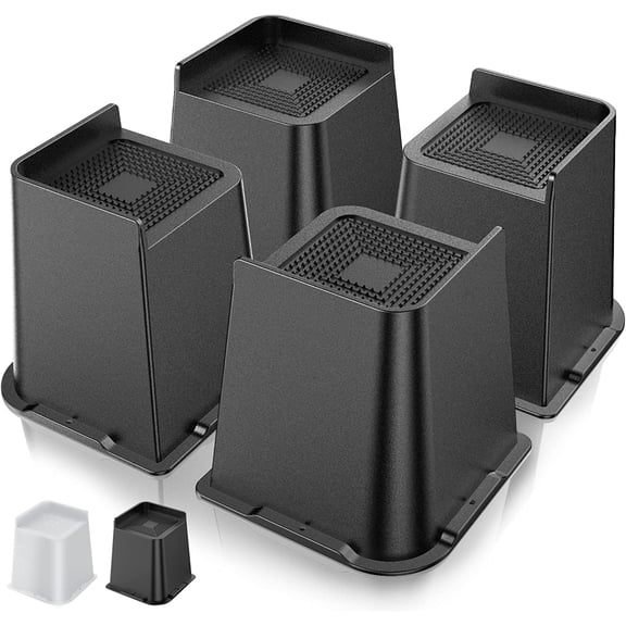 Bed Risers 6 inch,L Shape Oversized Furniture Risers 4 Pack Lifts Up to 5000lbs,Table Risers,Risers for Bed Frame, Bed Height Risers,Couch Sofa Riser,Desk Risers (Black)