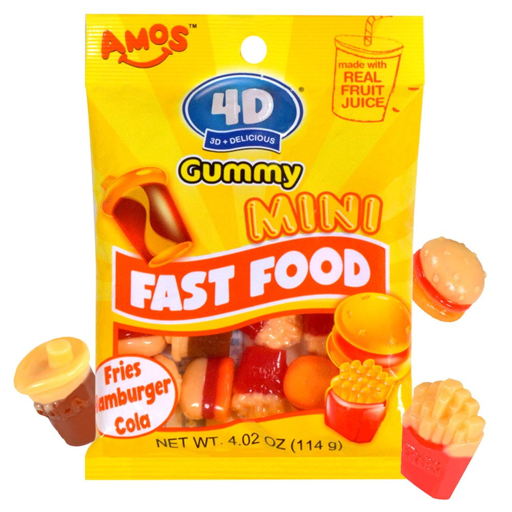 Amos Gummy Mini Fast Food 3D Gummi Candy 4.02 oz. Bag