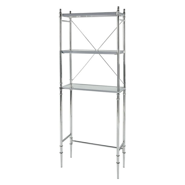 Linon Pinnacle Chrome And Glass Spacesaver 3 Tiered Shelves Walmart Com Walmart Com