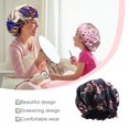 thumbnail image 3 of Sonducket Sleep Bonnet Extra Large Sleeping Hat Doble capa con cordón Turbante para el cabello Patrones bohemios Suministros para la cabeza Sombreros flores negras Sonducket AP009761-08, 3 of 6