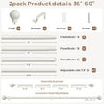 thumbnail image 4 of 2 Pack Antique White Curtain Rods for Windows 30 to 56 Inch, Adjustable Vintage Decorative 1 Inch Heavy Duty Curtain Rod, Rustic Farmhouse Drapery Pole with Boho Netted Texture Flower Finials, 4 of 6