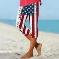 thumbnail image 2 of QATAINLAV Ladies Summer Capri Leggings 4th of July Patriotic Cropped Pants American Flag Print High Waisted Tight Yoga Workout Legging Capris Navy S Camisas Para Hombres, 2 of 6