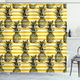 thumbnail image 1 of Ambesonne Grunge Shower Curtain, Retro Striped Vintage, 69"Wx75"L, Black and Earth Yellow, 1 of 3