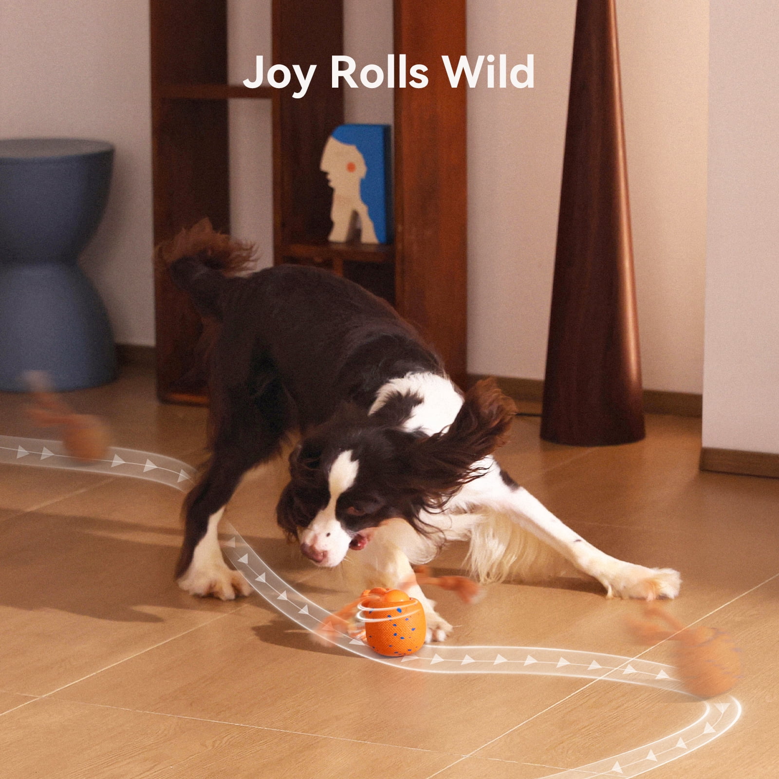 Cheerble Wicked Ball Rolly Interactive Dog Toy with Automatic Move, E-TPU Material, Rope and Barking Sounds, for Medium to Large Dogs (Bright Orange)