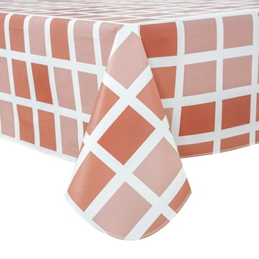 RAY STAR Vinyl Checkered Tablecloth 52x70 Flannel Backing 100% Waterproof & Heavy Plastic Table Cover for Dining, Party, Farmhouse Dec.