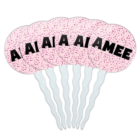Amee Cupcake Picks Toppers - Set of 6 - Pink Speckles