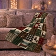 thumbnail image 6 of Rustic Wilderness Lodge Patchwork Moose Pine Tree, Peaceful Mountain Lake Scene, Warm Flannel Blanket for Cabin and Lodge, Outdoor Lovers person's Day Gift, Artistic Home Decor, 6 of 9