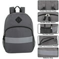 thumbnail image 2 of Solid Color Multipocket Backpack with Reflective Stripe for Travel, Hiking, Camping, Gym and Commuting in Gray, 2 of 6