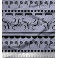thumbnail image 1 of Soimoi Grey Silk Fabric Floral & Buffalo Head African Decor Fabric Printed Yard 42 Inch Wide, 1 of 3