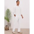 thumbnail image 5 of DARING DIVA Men's 2-Piece Linen Long Sleeve Beach Sets Shirt and Pants M White, 5 of 7