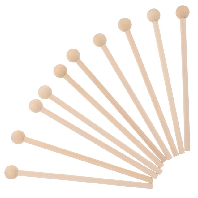 KAKOWELY Bâtons de Tambour en Bois 10 Pcs Maillets en Bois Marteau de Baseball Tête Ronde Instruments de Musique Percussion Bâtons Marteau Gant de Baseball Softball Maillet pour Étudiants en Musique