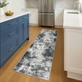 thumbnail image 3 of iOhouze Runner Rugs 2x6 Washable Runner Rug for Hallways Non Slip Kitchen Runner Low Pile Soft Printed Faux Wool Abstract Floor Runner for Inodoor Bedroom Entryway Laundry Room, Black/Grey/White, 3 of 10
