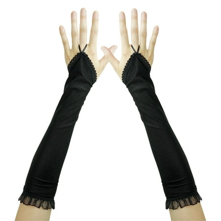 SeasonsTrading Black Spandex Fingerless Gloves - Prom, Wedding, Cosplay, Costume Party,