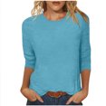 thumbnail image 2 of Sevevn Fashion Women's Casual Print Round Neck 3/4 Sleeve T-shirt Blouse Sky Blue XXL Savings Up to 30% Off, 2 of 5
