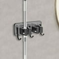 thumbnail image 1 of Ovzne Two Clip Hook Transparent Backboard No Punching Hook Stainless Steel Mop Clip No Punching Mop Metal Hook Bathroom Brooms Mop Storage Rack On Clearance, 1 of 6