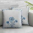 thumbnail image 3 of Qinduosi Home Decor, Dotted Blue Floral Pillow Cover for Decorative Aesthetic Pillows White, 3 of 5