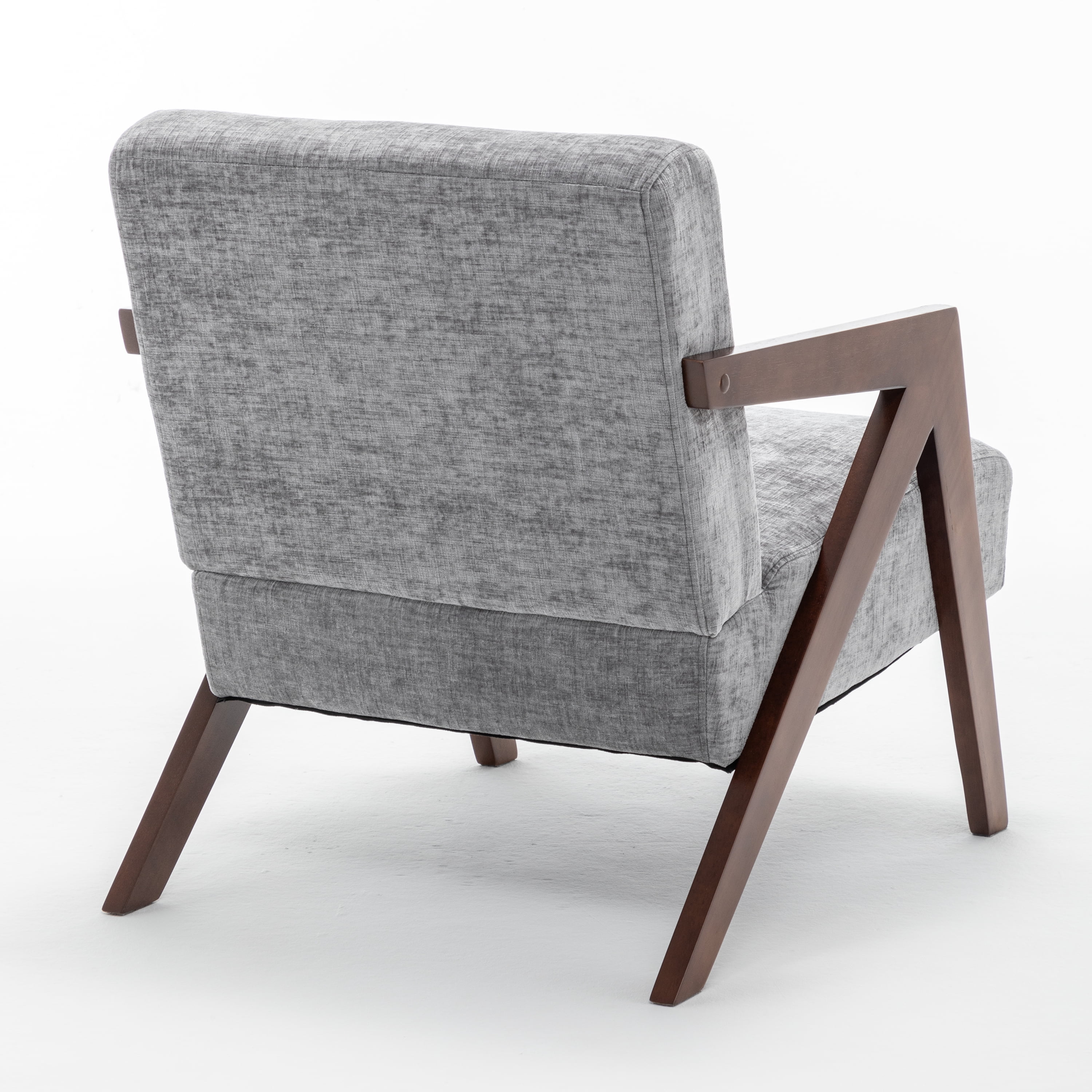 Leumius Mid Century Modern Accent Chair,Upholstered Reading Armchair with Solid Wood Frame,Accent Chair for Living Room Bedroom Apartment, Easy Assembly,Light Gray