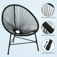 thumbnail image 5 of 3 Piece Outdoor Acapulco Chair Patio Bistro Set, Acapulco Chairs Set of 2 with Thick Cushions & Tempered Glass Top Table, All Weather Patio Conversation Bistro Set with Steel Frame, Black/Blue/Beige, 5 of 8