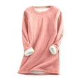 thumbnail image 6 of Bibifish Long Coats Tops Womens Sweatshirts Fall Warm Thick Lined Solid Color Sweatshirts Casual Crewneck Long Sleeve Pullovers, 6 of 8