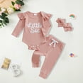 thumbnail image 2 of Wxirdiow Baby Pant Sets Baby Girl Clothes Toddler Girl Outfits Infant Girl Summer Clothes for Girl Ruffle Shirt Pants+Cute Headband Pink Size,3-6 Months, 2 of 4