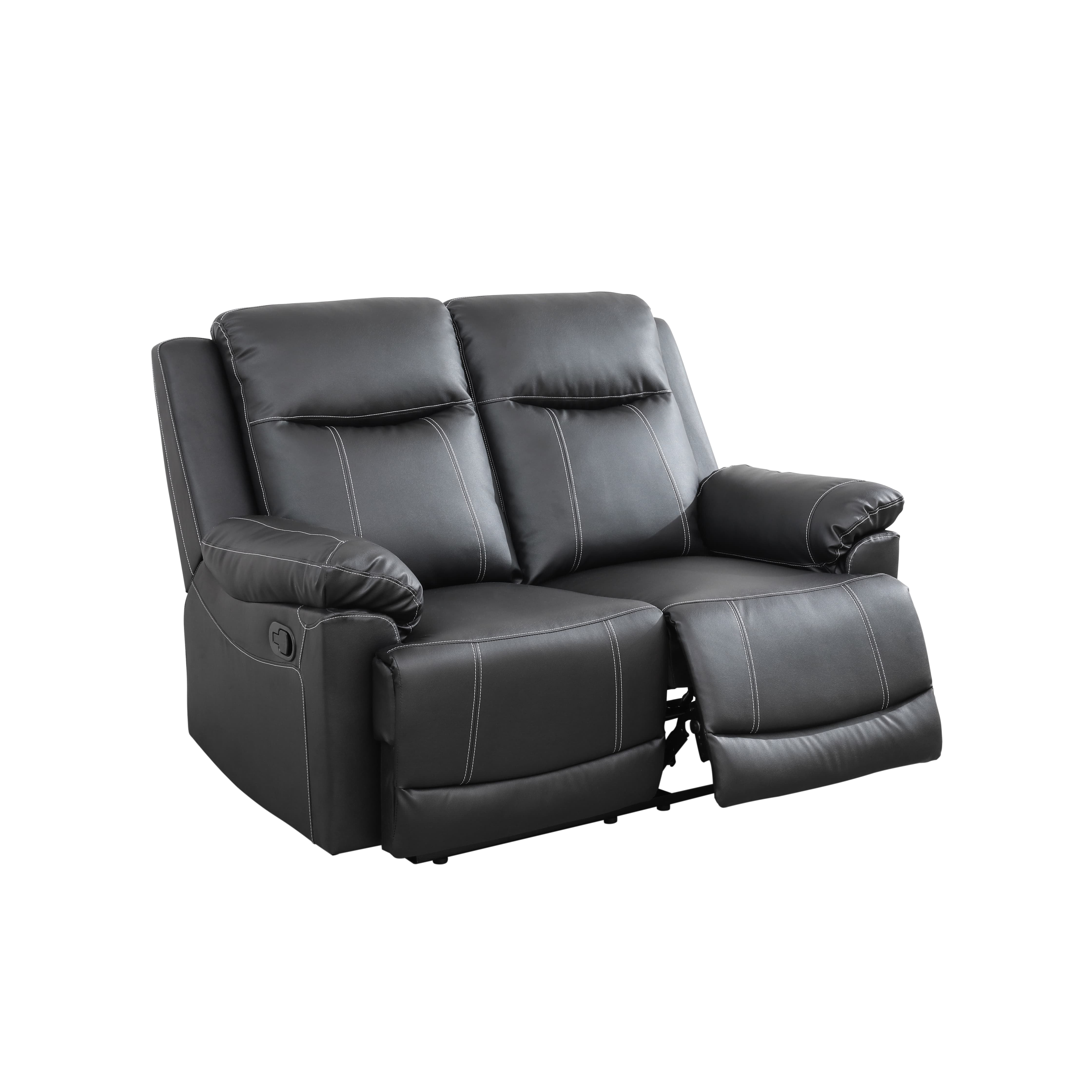MAYEERTY Reclining Loveseat, 2-Seat Breathable Semi-PU Leather Recliner with Adjustable Backrests for Living Room, Black