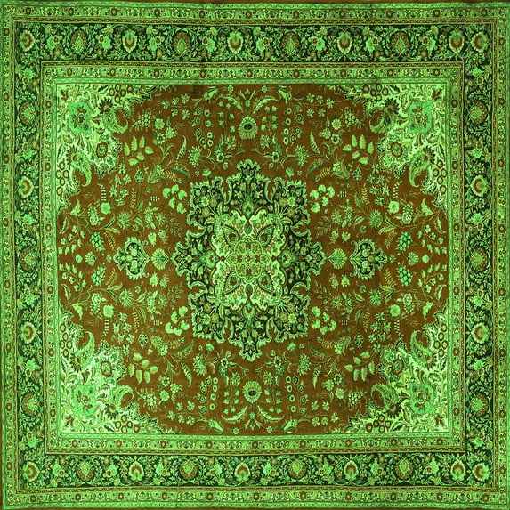 Ahgly Company Indoor Square Medallion Green Traditional Area Rugs, 8' Square