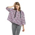 thumbnail image 2 of Women’s Crop Top Hoodie Sweatshirt Oversized Casual 3/4 Sleeve One Size Pink Cheetah, 2 of 7