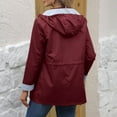 thumbnail image 4 of wdsxpo Women Rain Jacket Lightweight Waterproof Raincoat Lined Outdoor Hooded Windbreaker Trench Coat Fashion Hoodies Outerwear, 4 of 4