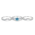 thumbnail image 4 of Three Piece Round Wedding Ring Aquamarine CZ 925 Sterling Silver Size 11, 4 of 4