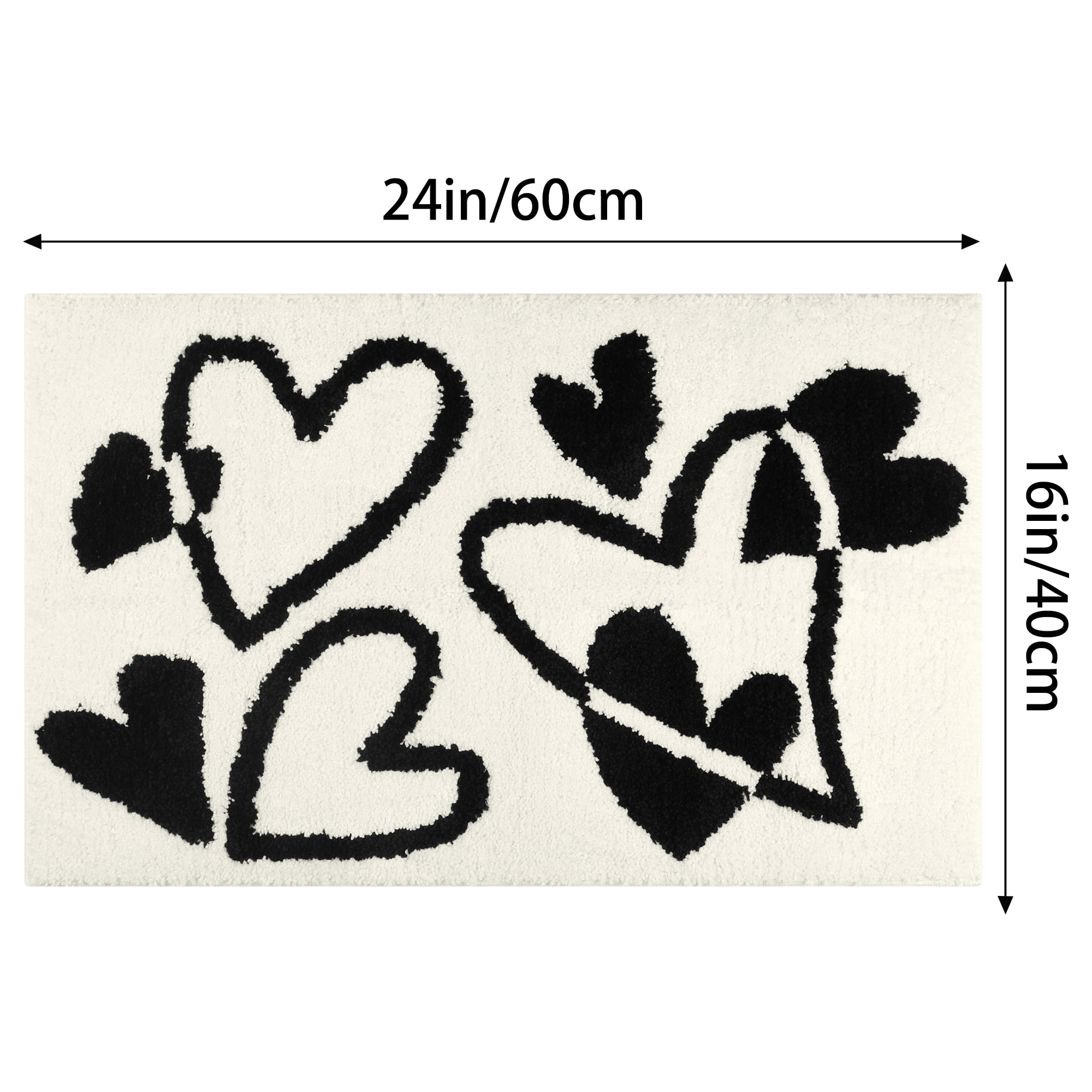 Unique Bargains 2 Pcs Cute Heart Pattern Bath Rugs Soft Absorbent Non-Slip Bath Mats Beige/Beige 16" x 24"