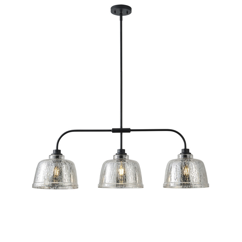 37.01 inches Pendant Light Fixture with Seeded Glass Shade, 3-Light Hanging Lighting for Living Room, Dining Room (E26 Base)