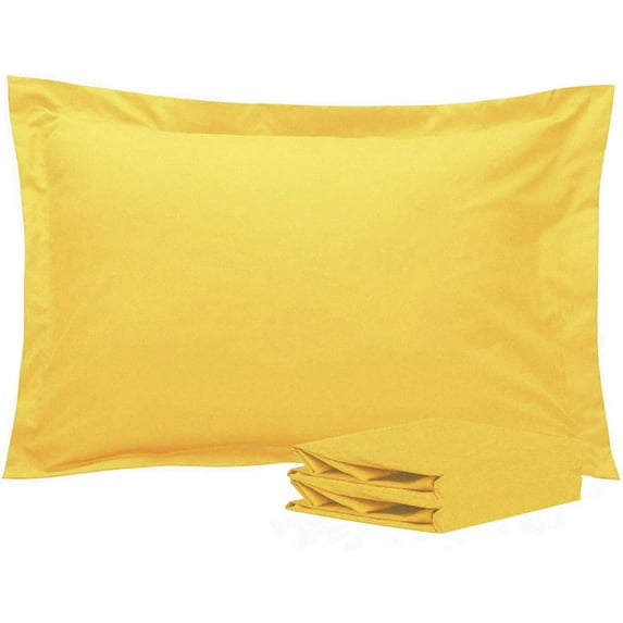 Standard Pillow Shams, Set of 2, 100% Brushed Microfiber, Soft and Cozy, Wrinkle, Fade, Stain Resistant (Standard, Yellow)