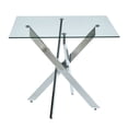 thumbnail image 4 of Square Glass Dining Table - Chrome Metal Legs, Clear Glass Table Top, Modern Dining Table for Home Kitchen Dining Room, 4 of 5